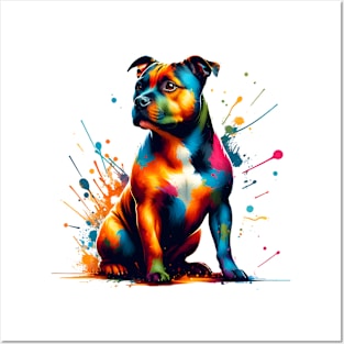 Staffordshire Bull Terrier in Vivid Splash Art Style Posters and Art